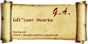Gácser Avarka névjegykártya